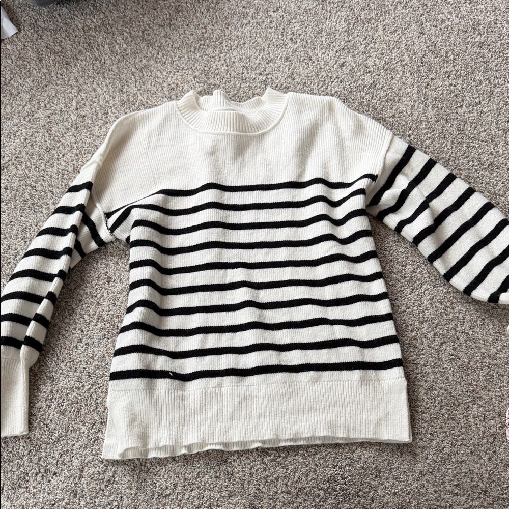 Black and Cream Striped Sweater